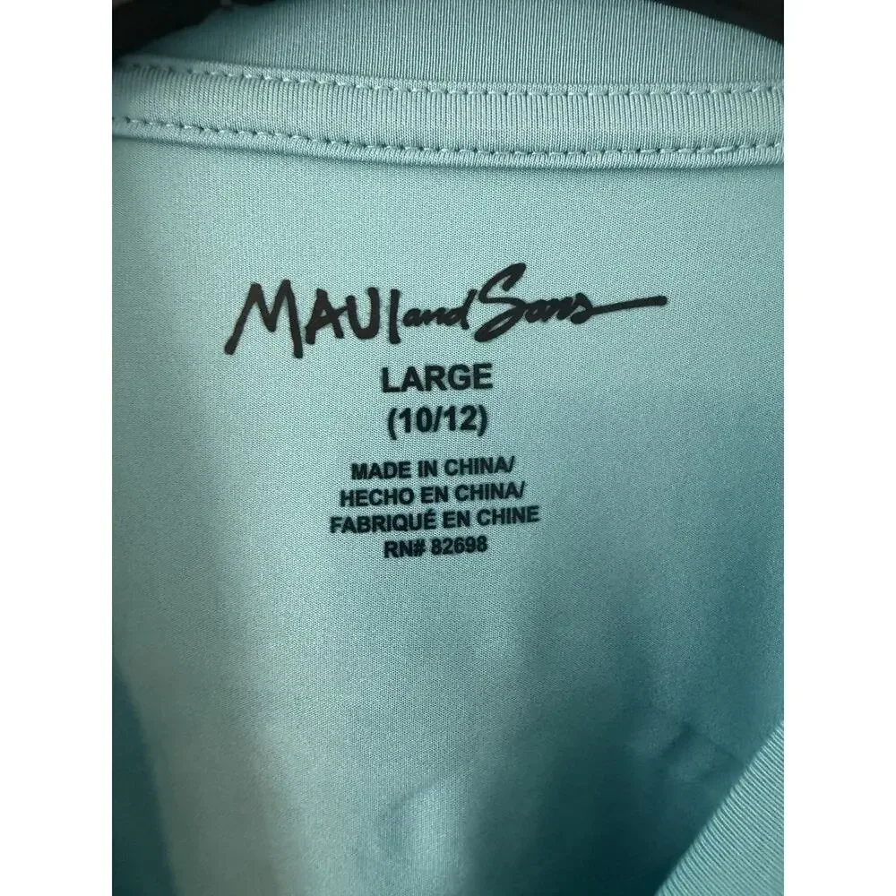 Maui and Sons Boys Sun Shirt UPF 50+ Long Sleeve Rash Guard, Large Blue